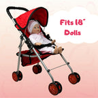 My First Baby Doll Stroller for Toddlers 3 Year Old Girls, Little Kids | Folding Baby Stroller for Dolls, Toy Stroller for Baby Dolls with Bottom Storage Basket, Foldable Frame, Canopy, Seatbelt
