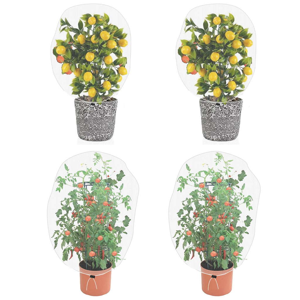 PDGROW Garden Mesh Netting for Plants, 4 Pack Insect Bird Barrier Netting Mesh with Drawstring, 3.3x4.9 FT Garden Bug Netting Plant Cover for Protect Fruit Tree Vegetable Flowe