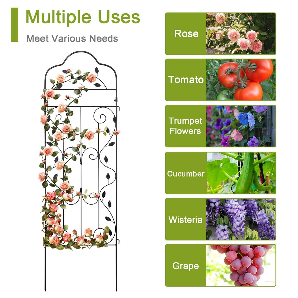 hogardeck 4 Packs 60 * 18 inch Metal Garden Trellis for Climbing Plants Outdoor,Heavy Duty,Black Coating Rustproof Trellis for Rose, Vegetable, Flowers, Expandable,Perfect for Training Climbing Plants