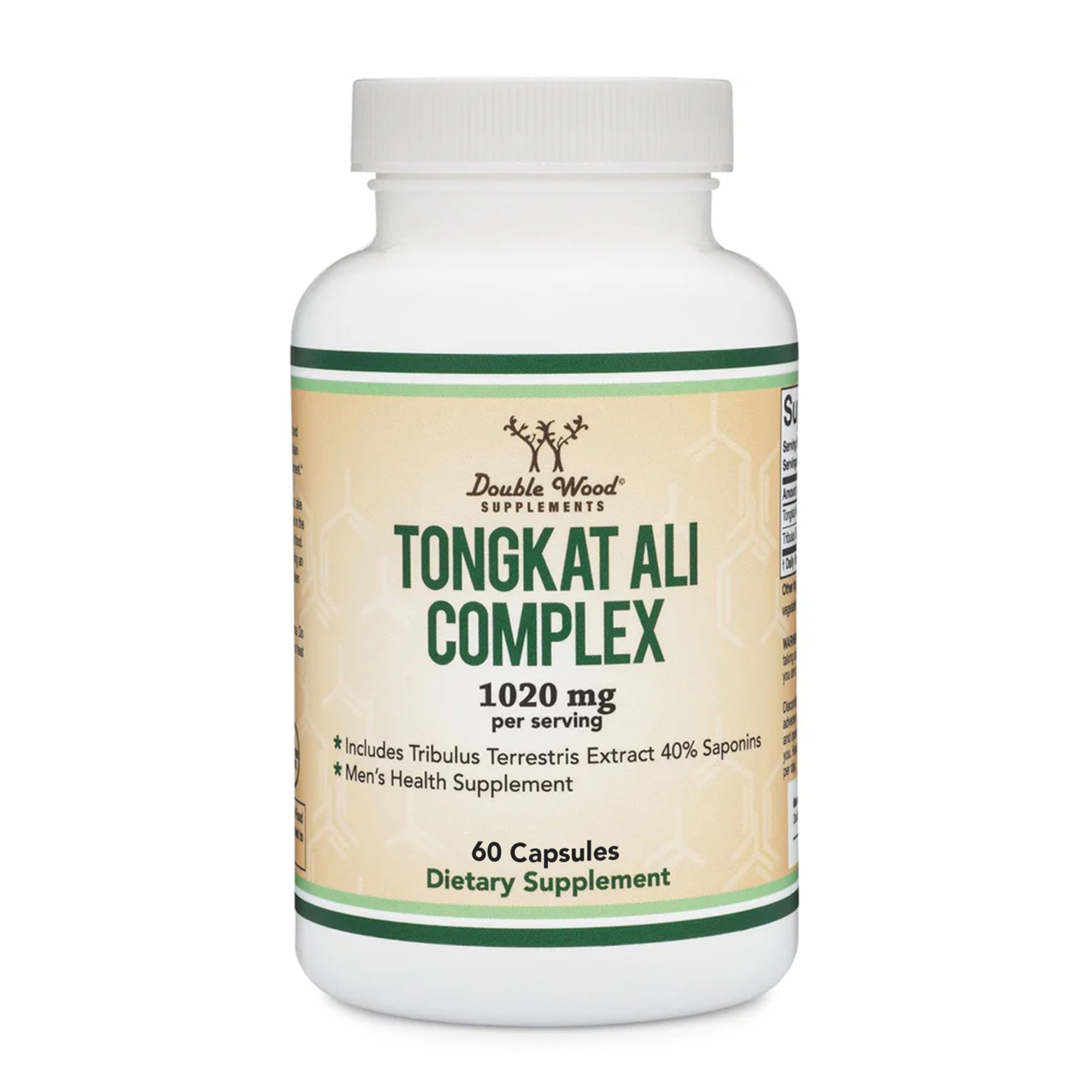 Tongkat Ali Extract 200 to 1 for Men (Longjack) Eurycoma Longifolia, 1000mg per Serving, 60 Capsules - Men's Health Support with 20mg Tribulus Terrestris (Third Party Tested) by Double Wood