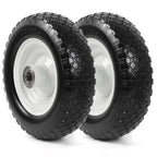 AR-PRO (2-Pack) 12" Flat-Free Solid Tire and Wheel, with 3-3/4" Centered Hub & 1" Bore, Fits 25mm Axle Shaft, Replacement Heavy-Duty Trailer Dolly & Utility Cart Wheel Set