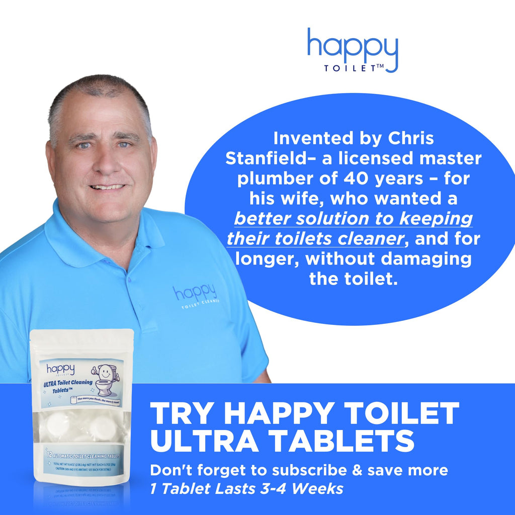 Happy Toilet Cleaner Deuce - Compatible w Kohler Toilets & Canister Flushing Systems - Automatic Toilet Bowl Cleaner - Easy to Install Toilet Tablet Holder, Self-Cleaning Toilet System