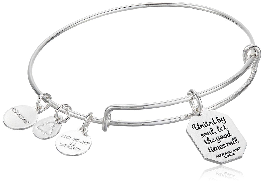 Alex and Ani Because I Love You Friend Expandable Wire Bangle for Women, United by Soul, Let The Good Times Roll Charm