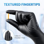 Borje Nitrile Gloves XL, 100 Count Disposable Gloves, Black, Latex-Free Powder-Free, Medical Exam, Food Safe, Cleaning, Cooking