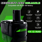Cheerlark Upgrade 2 Pack 6.0Ah High Capacity Replacement for Ryobi 18V Battery P108 P104 P105 P102 P103 P122 P109 Li-ION Compatible with Ryobi 18V ONE+ System Cordless Power Tools and Charger
