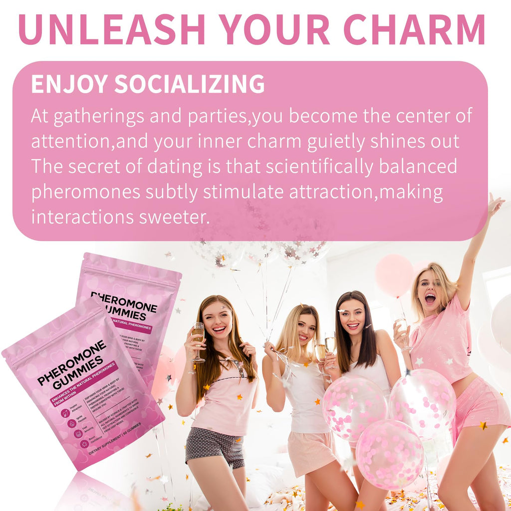 DDOOUU OFFICIAL Pheromone Gummies for Women,Enhance Your Confidence & Attraction - Natural Hormone Balance & Body Odor Support,Strawberry Flavor