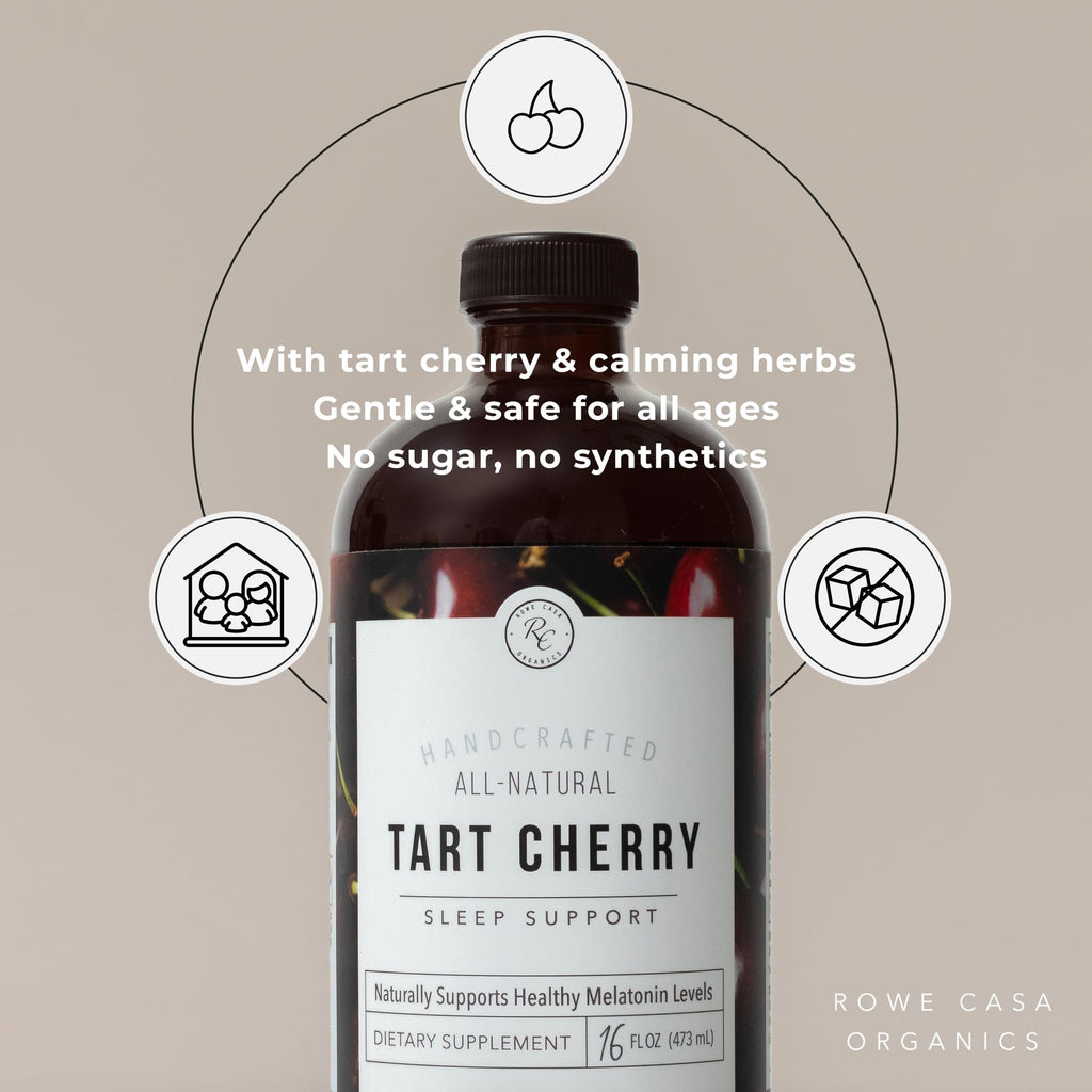 Rowe Casa Organics Tart Cherry Organic Sleep Support with Valerian Root, Supports Sleep Cycle Regulation and Muscle Recovery (16 Fl Ounces)