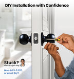 Veise Keyed Entry Door Knob, Bedroom Door Lock with Keys, Heavy-Duty Rust-Proof Construction, Door Handle for Exterior Interior Security, Easy to Install, Matte Black