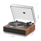 1 BY ONE High Fidelity Belt Drive Bluetooth Turntable with Built-in Speakers, Vinyl Record Player with Magnetic Cartridge, Wireless Playback and Aux-in Functionality, Auto Off