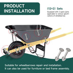 AIYOTAR 14Pcs Wheelbarrow Handles Replacement Kit, 304 Stainless Steel Wheel Barrow Handles Replacement Bolts Ultra Sturdy, Wheelbarrow Carriage Bolt Nut, Round Head Square Neck Bolt for Furniture