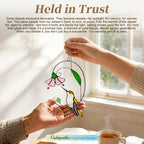 Handmade Tiffany Copper Foil Stained Glass Hummingbird Suncatcher - 8 Inch Real Glass Window Hanging with Flowers, Bird Safe Gift for Grandma, Mother, Women & Bird Lovers, Includes Suction Hooks