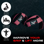 BEAST RAGE Lifting Wrist Straps for Weightlifting, Straps Gym Grip Power Workouts Lifting Straps Padded Cotton Men Women Wrap Lift, Deadlift Bodybuilding Weight Lifting Exercise Straps (Pink)