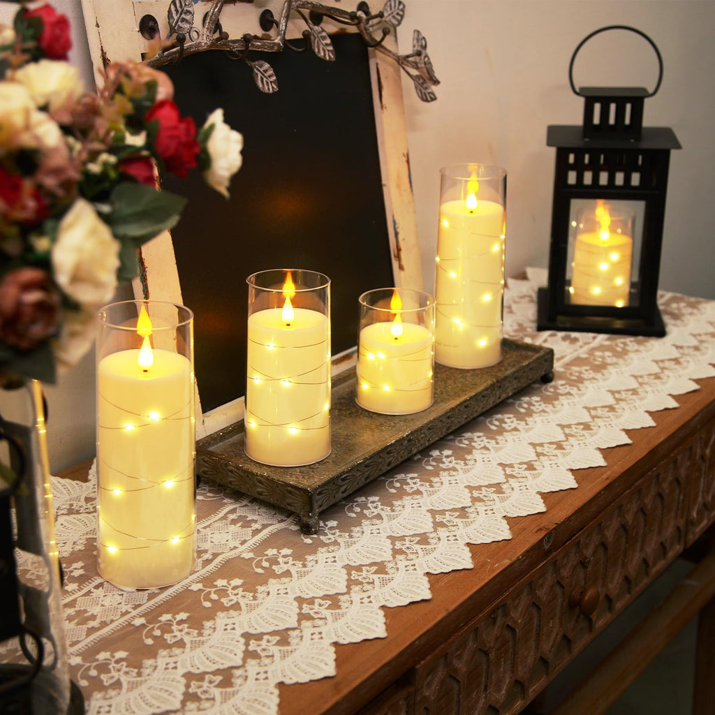 Homemory Flickering Flameless Candles, Ivory LED Pillar Candles with Remote