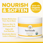 BeeFriendly Organic Face and Eye Cream, USDA Certified Organic Facial Moisturizer, All In One Natural Face, Eye, Neck, Decollete Cream Reduces Wrinkles & Lines, 2 oz