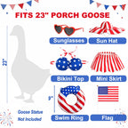 SNASRHTY Summer 4th of July Porch Goose Outfit for 23 Inch Goose Statue Funny Patriotic Bikini Style Outdoor Yard Decor