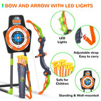 Bow and Arrow Toys for Kids, 2 Pack LED Light Up Archery Set Outdoor Indoor