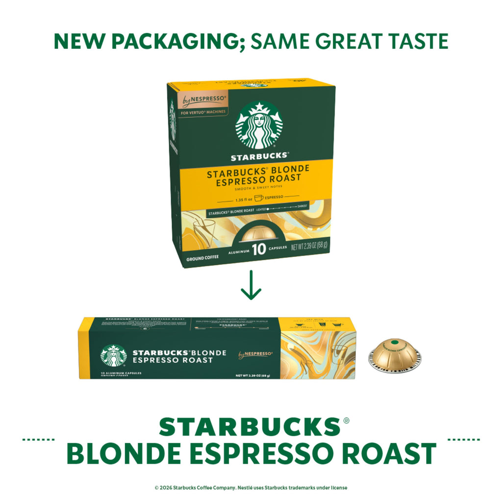 Starbucks by Nespresso Vertuo, Blonde Roast Espresso, 50-count