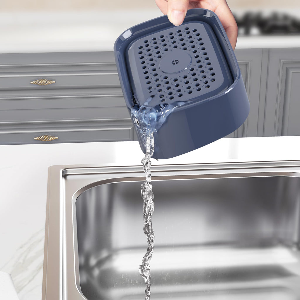 ROSEOK Dish Soap Dispenser with Sponge Holder for Kitchen, Navy Blue