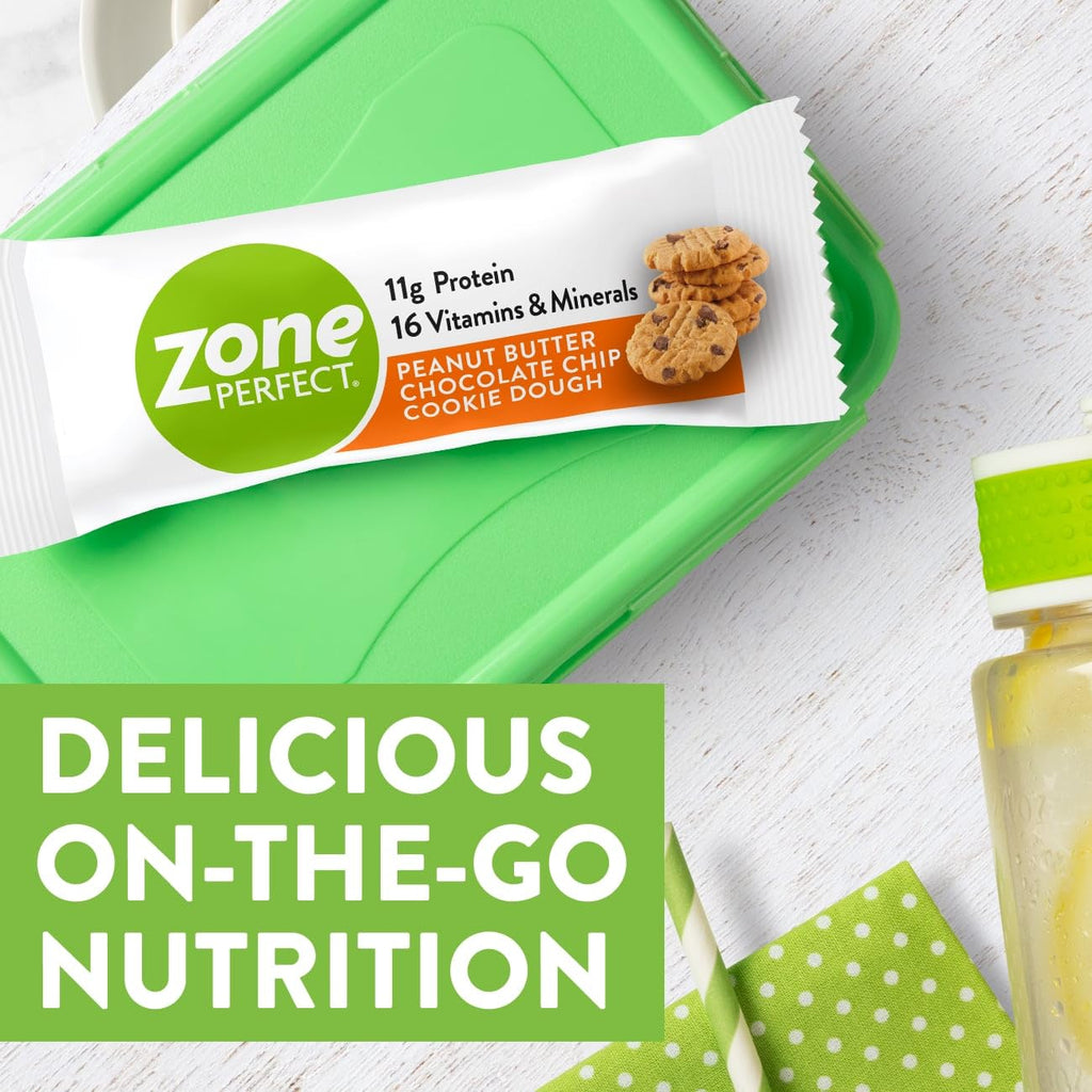 ZonePerfect Protein Bars | 11g Protein | 16 Vitamins & Minerals | Nutritious Snack Bar | Peanut Butter Chocolate Chip Cookie Dough | 20 Bars