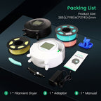 SUNLU Official Filament Dryer S2 Plus, 70℃ Max Temperature, Built-in Circulation Fan, 3D Printer Filament Storage Box Filament Dehydrator, Nylon TPU PLA PETG ABS 3D Printer Filament Dryer Box, White