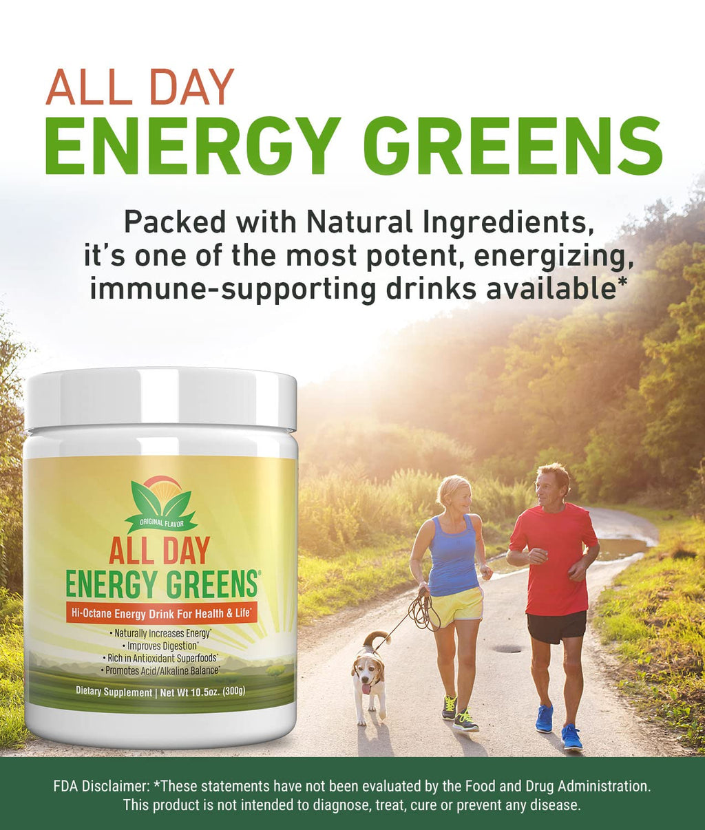 Institute For Vibrant Living All Day Energy Greens, Green Superfood Powder, 11.36 Oz Container, All Natural No Synthetics Or Chemical Additives