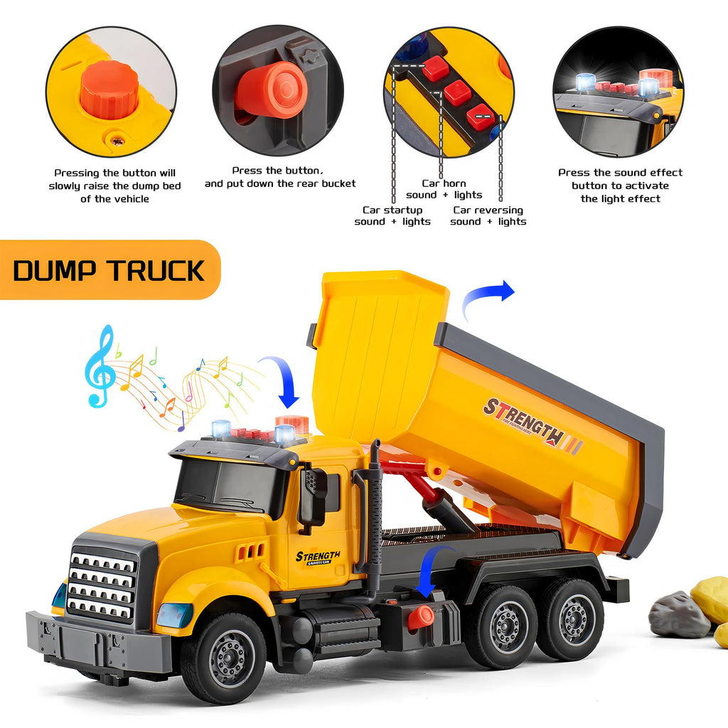LerBao 2 Pack Large Construction Engineering Truck Toys,Moveable Claw Excavator & Lifting Back Dump Truck Toy for 3 4 5 6 7 8 Years Old Boys Kids Childs Toddlers Birthday