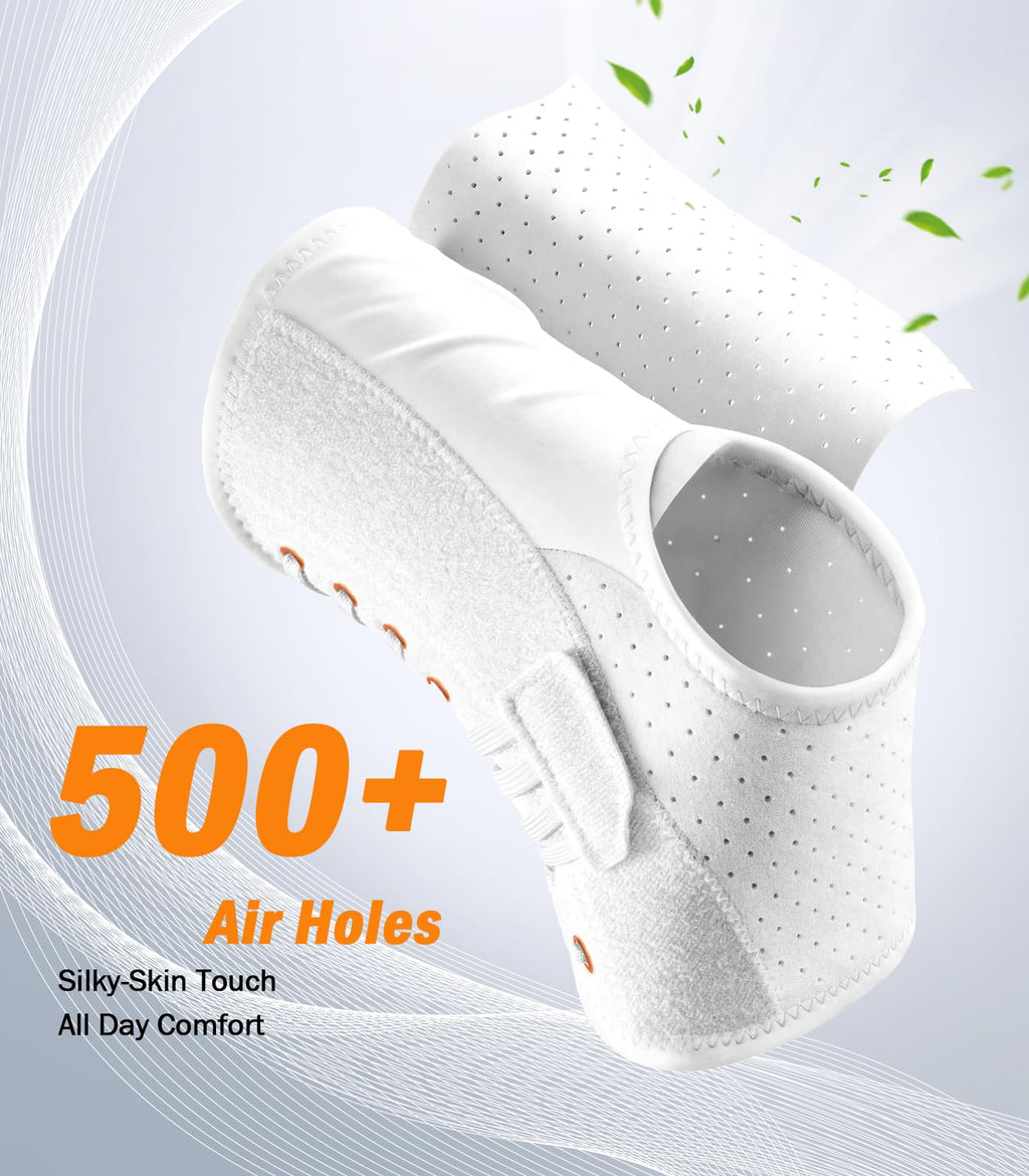 WHCOOL Slim-Fit Ankle Brace for Sprained Ankle, Quick Lace Up Ankle Support for Women Men with 2 Auto-Shaped Pads, Air Fabric Cool Ankle Stabilizer for Injury Recover, Running,Sports,White，XL