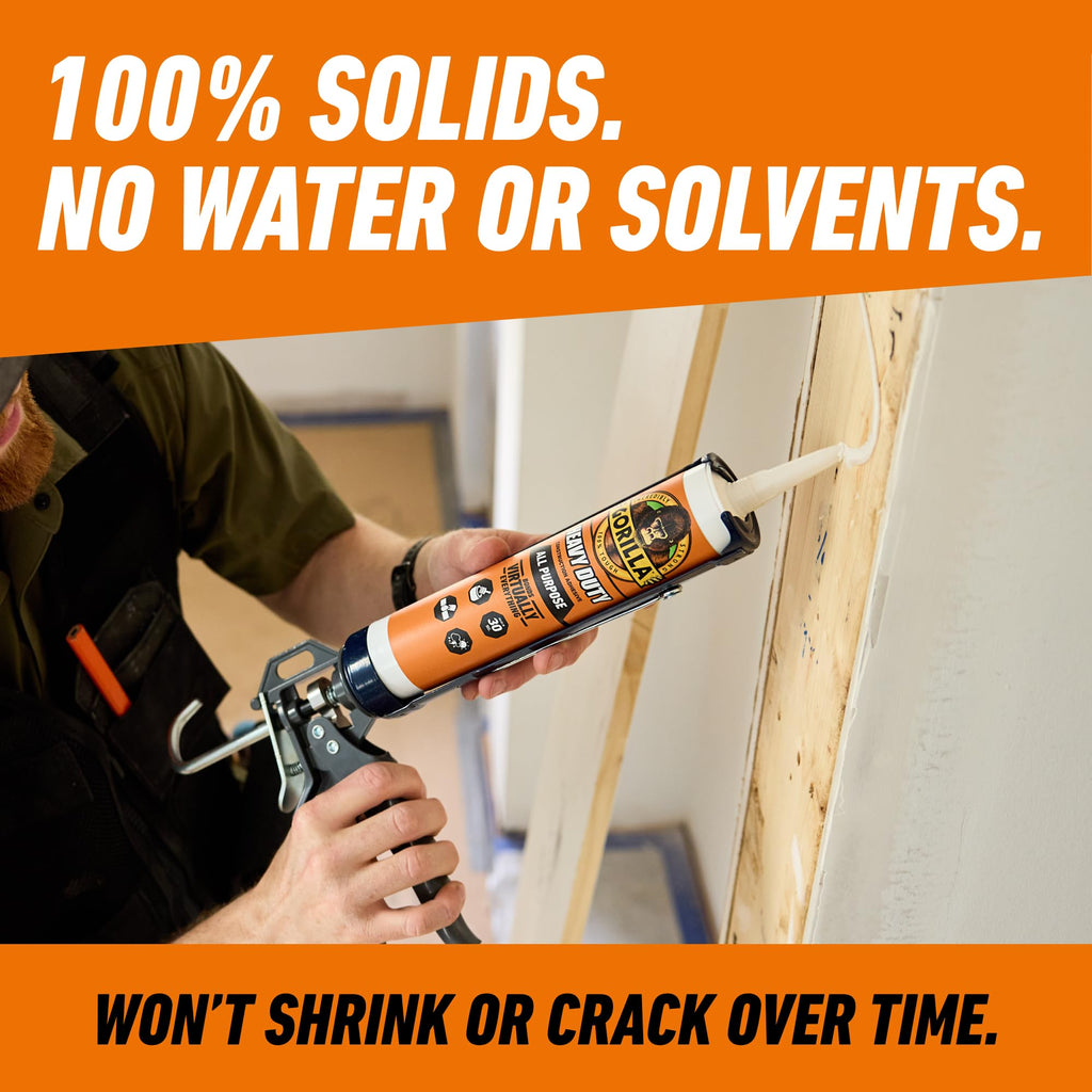 Gorilla Heavy Duty Construction Adhesive, Gap Filling, 9 oz Cartridge
