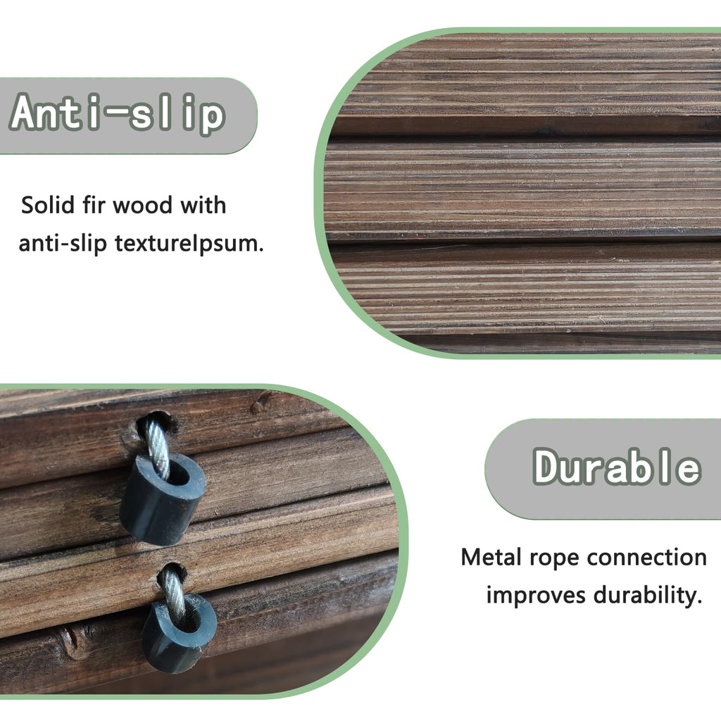 Wooden Garden Pathway 8 FT Outdoor Roll Out Wood Walkway (Carbonized)