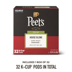 Peet's Coffee, Dark Roast Decaf Single Serve Coffee Pods, 100% Arabica Coffee - Decaf House Blend 32 Count (1 Box of 32 Pods)