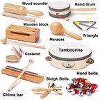 LOOIKOOS Toddler Musical Instruments Montessori Natural Wooden Percussion Instruments for Kids Preschool Educational Musical Toys Set for Boys and Girls with Storage Bag