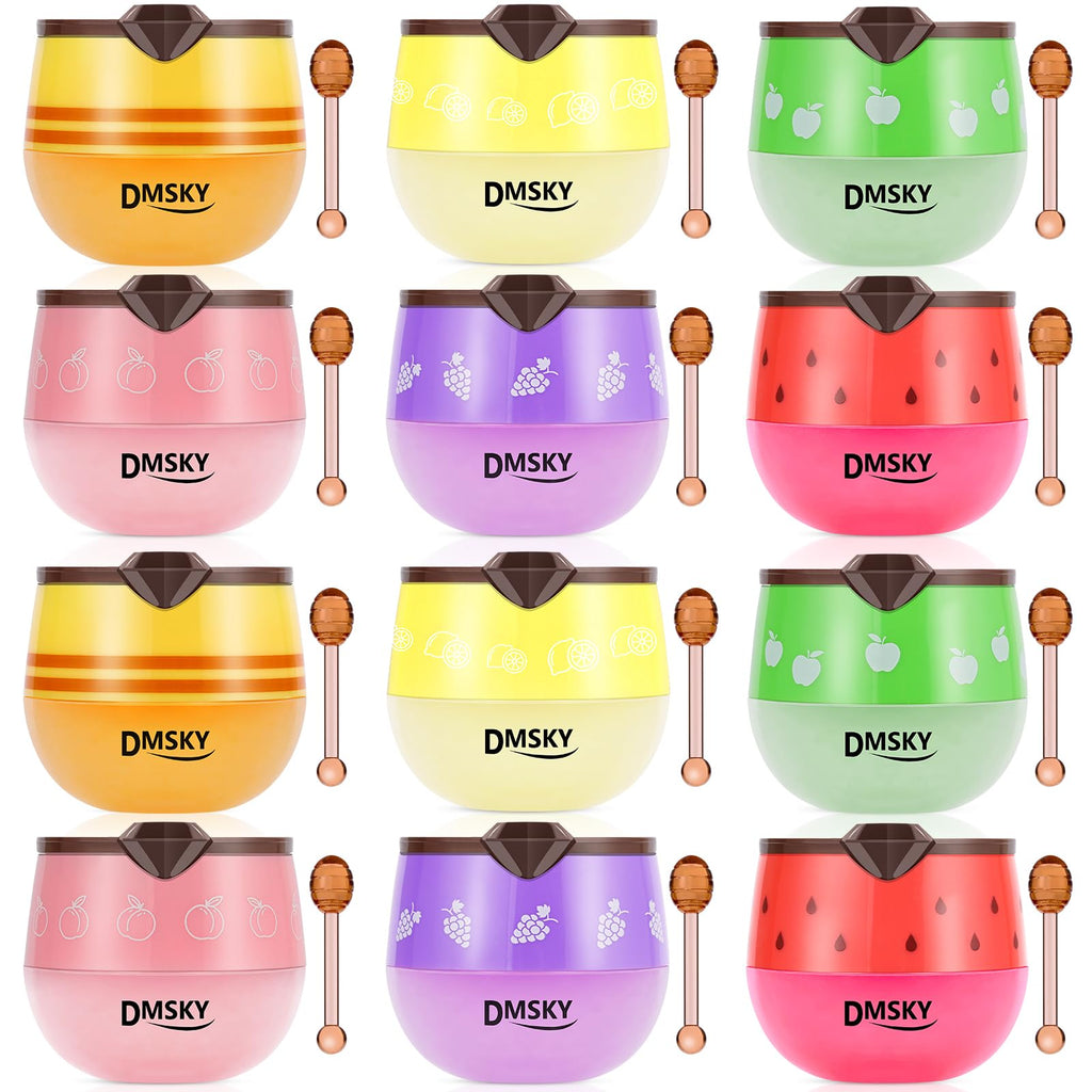 DMSKY 12 PCS Bee Lip Balm Lip Mask Honey Pot, Propolis Sleeping Lip Mask for Dry Chapped Lips, Mothers Day Gifts, Easter Basket Stuffers, Skincare Gifts for Women Girls