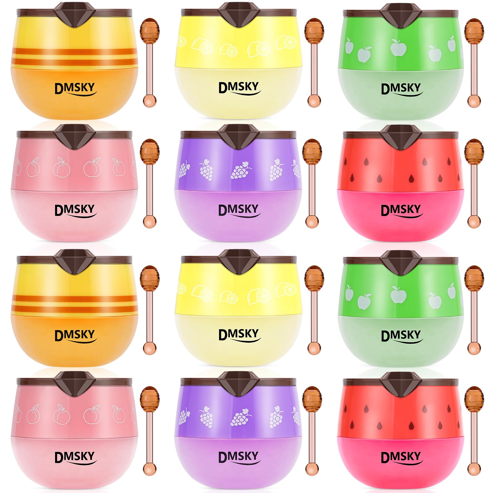 DMSKY 12 PCS Bee Lip Balm Lip Mask Honey Pot, Propolis Sleeping Lip Mask for Dry Chapped Lips, Mothers Day Gifts, Easter Basket Stuffers, Skincare Gifts for Women Girls