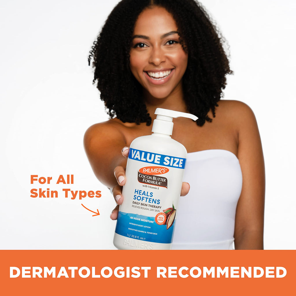 Palmer's Cocoa Butter Formula Daily Skin Therapy Body Lotion, Pump Bottle, 33.8 Ounces (Pack of 2)