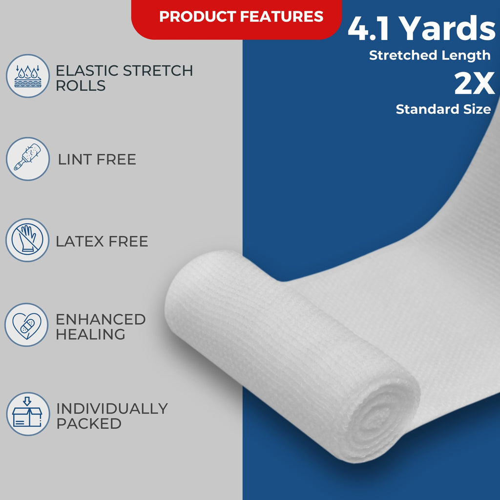 Gauze Rolls 2 inch Pack of 24 – Premium Quality Lint and Latex-Free Rolled Gauze 2 inches x 4.1 Yards - Conforming Stretch Bandages Designed for Effective Wound Care & Comfort