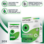 Optase Tea Tree Oil Eyelid Cleansing Wipes - Daily Hygiene & Relief from Blepharitis, Tired and Dry Eyes - 3x20 Pack