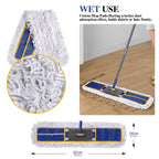 36" Commercial Mop for Floor Cleaning, Masthome Heavy Duty Industrial Mop with 3 Pads, Professional Microfiber Mops with 60'' Long Handle,Large Dust Mops for Office Garage Warehouse Factory Mall(Blue)
