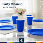 DecorRack Blue Plastic Cups, 12 oz Disposable Cups, Reusable Party Supplies (120 Count)