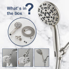Cobbe 8-Setting Handheld Shower Head Bathroom Showerhead Set - Detachable Shower Heads with 5ft Stainless Steel Hose and Brass Swivel Bracket (Brushed Nickel)