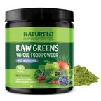 NATURELO Raw Greens Superfood Powder 240 Grams, Mixed Berry - Supports Energy, Immunity and Detox - Includes Spirulina, Wheat Grass and Organic Greens for Whole Food Nutrition