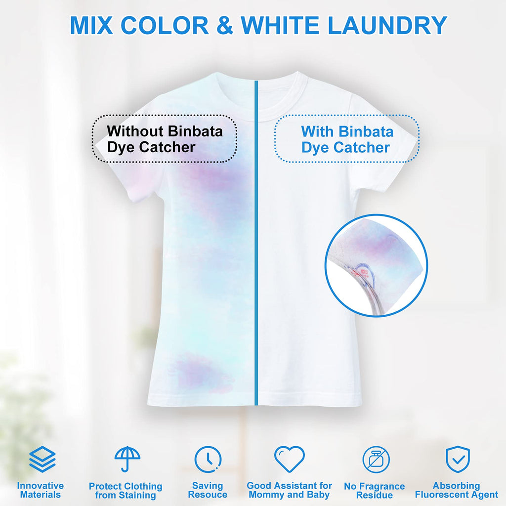 Binbata Color Grasper for Laundry 160 Count, Fragrance Free Dye Catcher Essential for Home Use, Dye Guard Grabber Sheets for Laundry in-Wash Sheets