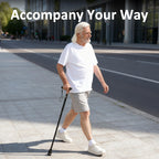 HEALTHBAZAAR Walking Cane for Men & Women, Foldable Cane with Shock Absorption - Adjustable, Lightweight Collapsible Walking Stick for Seniors & Adults, Comfort Grip Handle, Heavy Duty All Terrain Tip