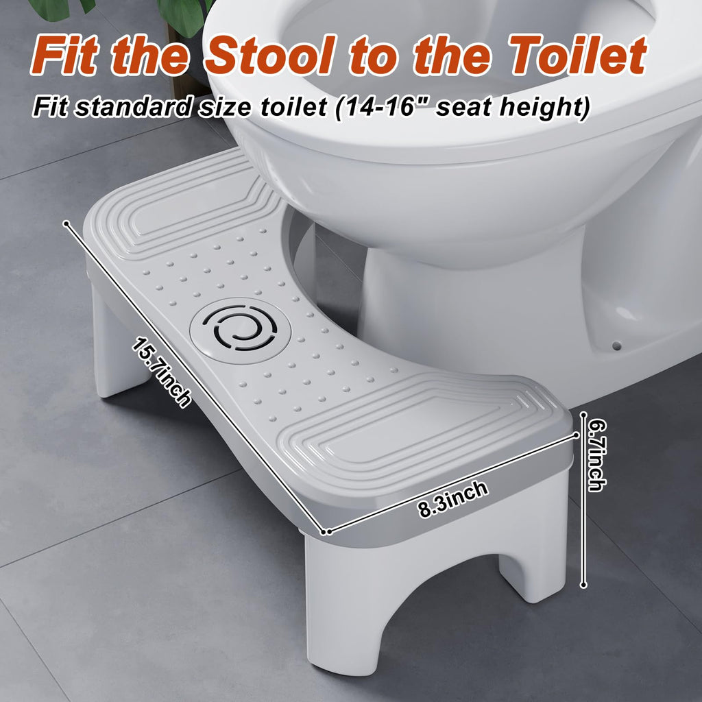 Recximi 2Pcs Poop Toilet Stool, Portable Bathroom Potty Stool, Non-Slip Toilet Foot Stool Squat Adult, Pooping Step Stool for Adults & Toddlers, Portable for Travel, White 2 Pack
