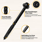 #14 x 3 Wood Structural Screws 300 Pack Hex Head Lag Screws, Rust Resistant Timber Screws for Timber/Log/Landscaping Wood (Black)