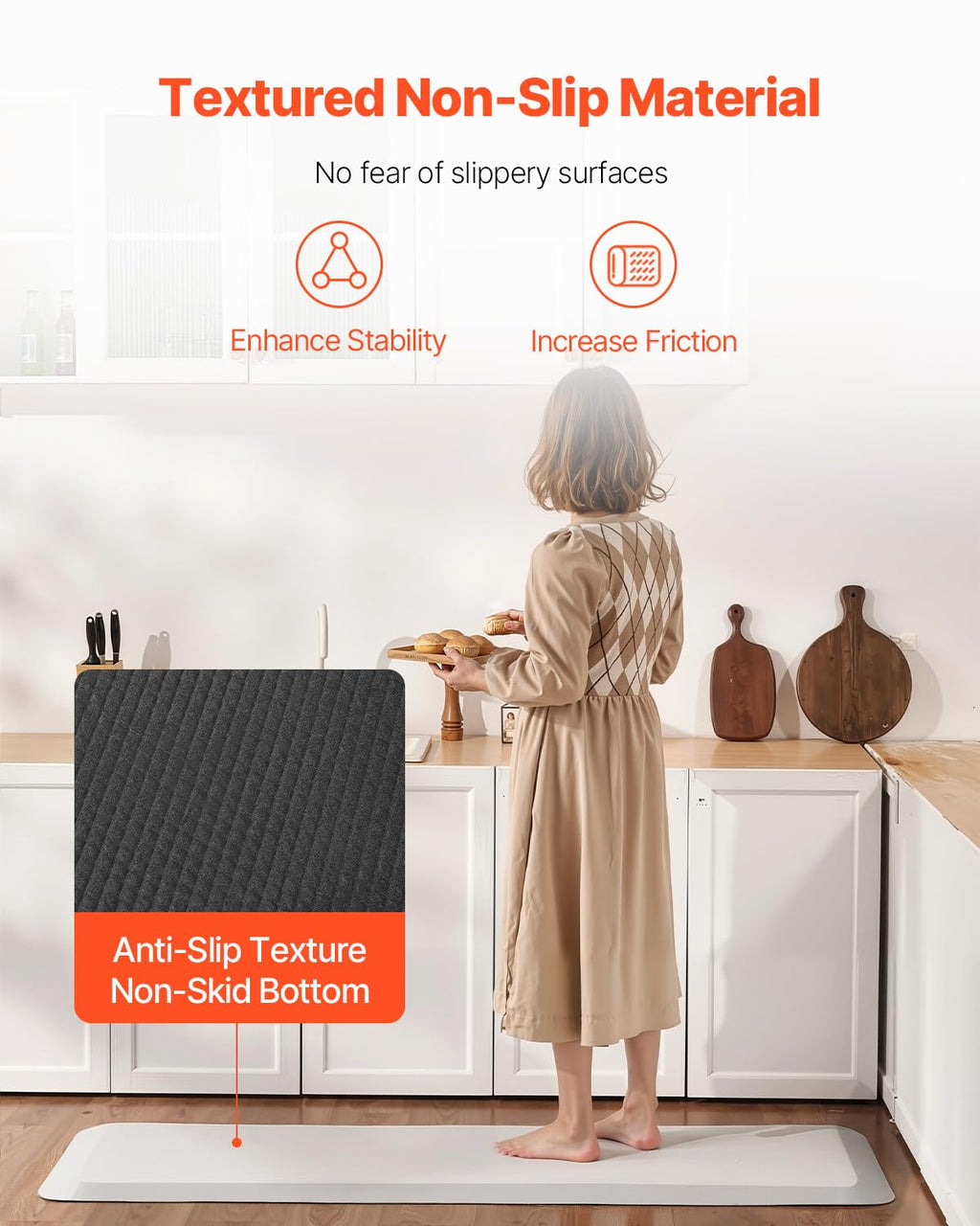 VEVOR Fall Mat for Elderly, 1-inch Thickened Fall Prevention Pad with Beveled Edge, Anti-Slip Bedside Safety Floor Mat for Seniors, Handicaps, Patients (24 x 70 inch)