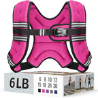 Zeerun Weighted Vest for Women & Men with Reflective Stripe and Adjustable Buckle, Comfortable & Durable Rucking Vest for Walking, Running & Strength Training, 6LBS-Pink