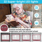 Shelepro Rechargeable 5X Magnifying Glass for Reading, Large Bright Full Page Magnifier with Light, Handheld LED Dimmable Lighted, Lightweight Book Magnifier for Reading Small Prints Seniors - Red