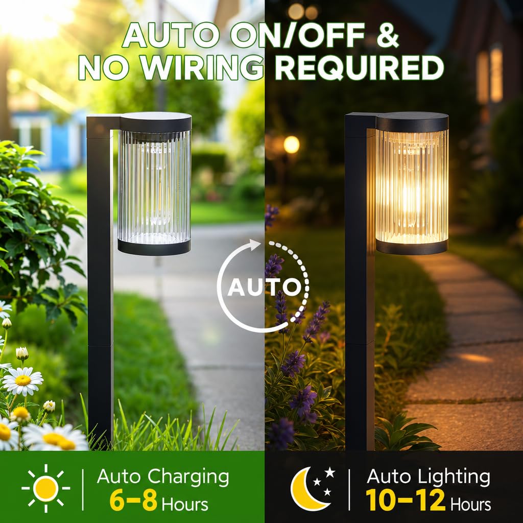 ELECLINK Solar Pathway Lights Outdoor, 2 Pack Upgraded Outdoor Solar Lights for Outside Super Bright Up to 12Hrs, IP65 Waterproof Solar Garden Lights for Sidewalk Driveway Decor Landscape Ligthting