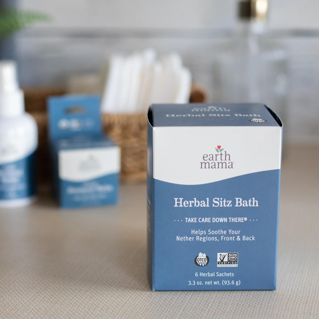 Earth Mama Herbal Sitz Bath | Pregnancy & Postpartum Essentials, Soothing Sitz Bath for Hemorrhoids with Witch Hazel, & Calendula, 6-Count (2-Pack)
