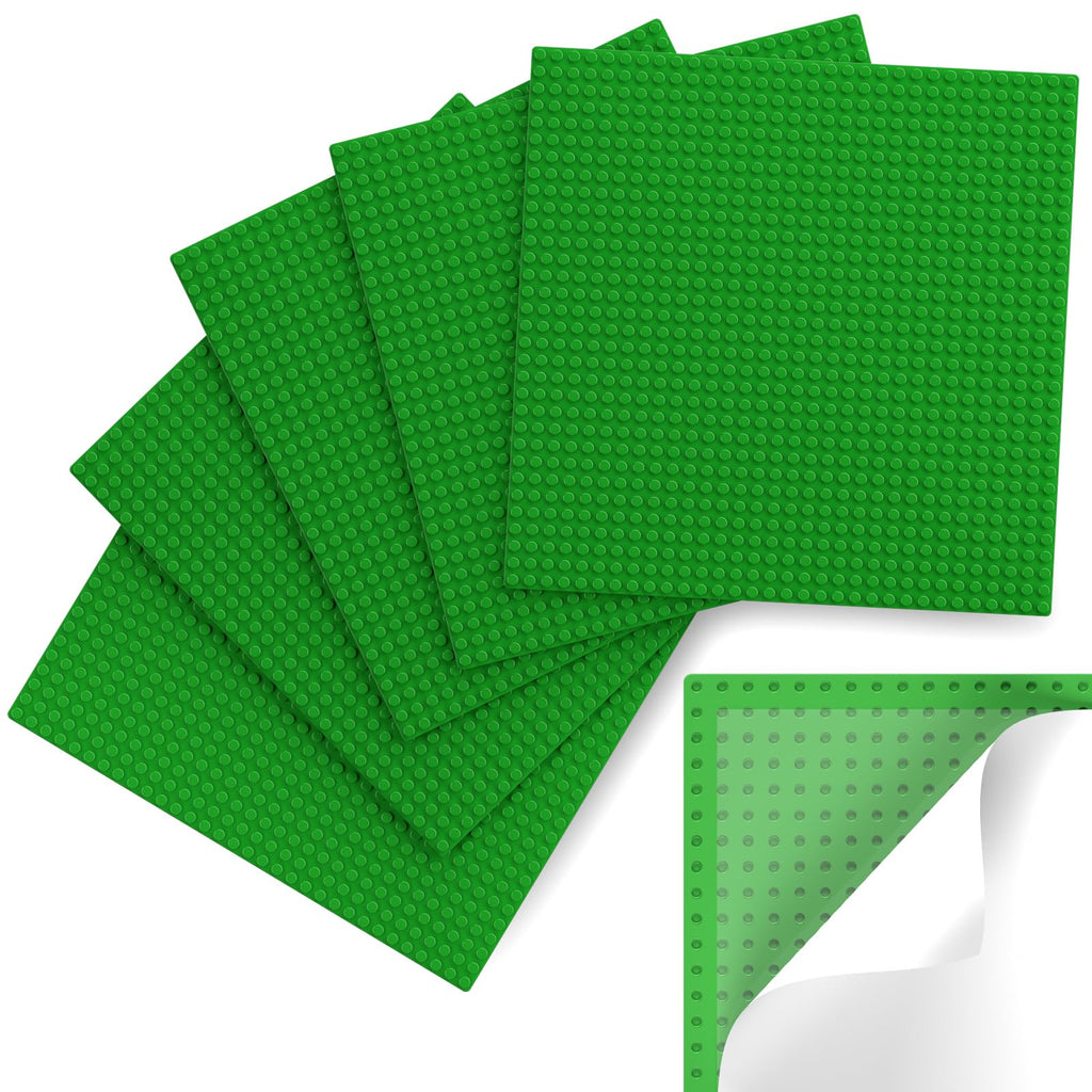Pokiiulk Classic Baseplates, Peel and Stick Base Plates for Building Bricks, Compatible with Major Brands, Self-Adhersive Base for Bricks 10" x 10", 6 Pack Green